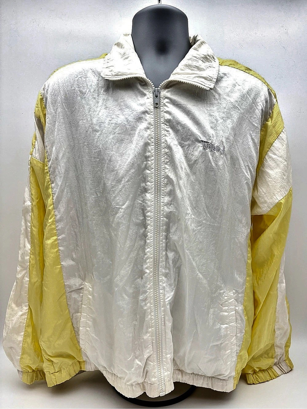 Vintage Todd 1 Colorblock Windbreaker Jacket Size S White Yellow 90s Track